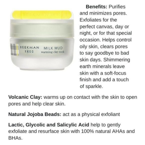 Beekman 1802 Milk Mud Warming Clay Mask 1.69 oz for Face - Picture 2 of 10